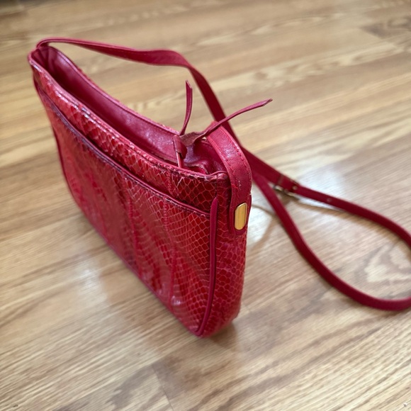 Vintage‎ Ganson cherry Red Snakeskin Shoulder Bag - Picture 3 of 12